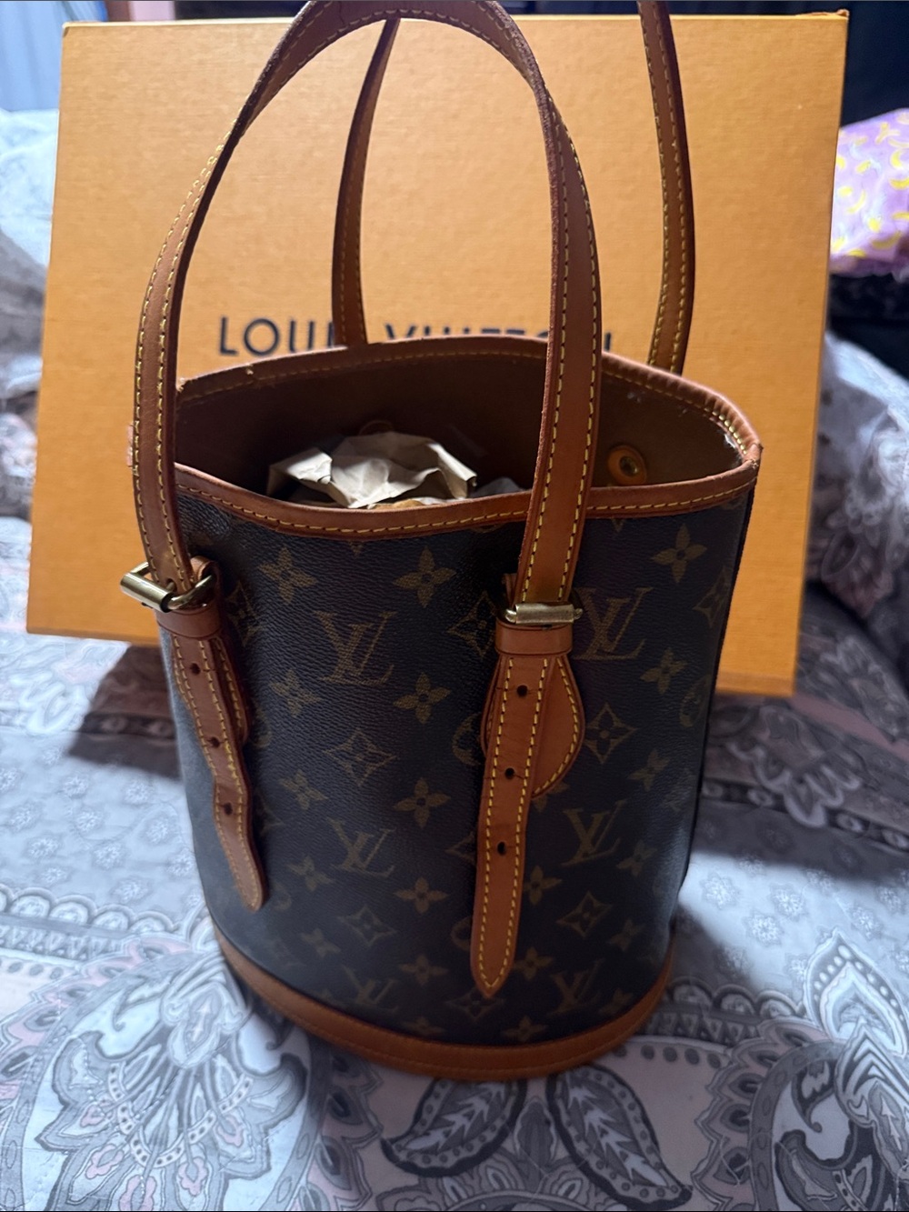 Louis Vuitton Monogram Petit Bucket Bag (PM) preowned/project bag